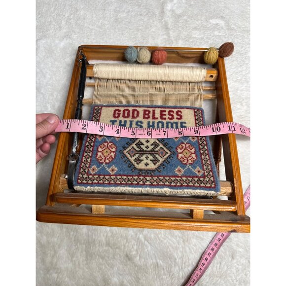 Miniature Wooden Loom With "God Bless This Home" Tapestry Decoration - Picture 4 of 5